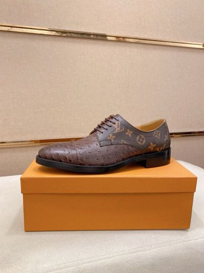 LV Brown calfskin Leather Shoes-LV Man Business Leather Shoes